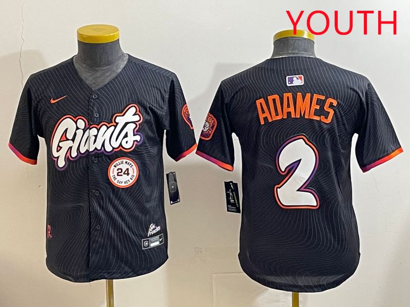 Youth San Francisco Giants #2 Adames Black Joint Name 2025 Nike MLB Jersey style 11->youth mlb jersey->Youth Jersey